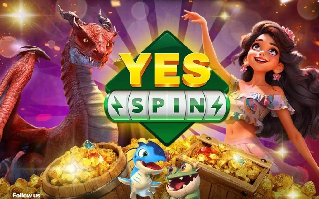 Yes Spin Yono app screenshot with spinning slot reels and rewards